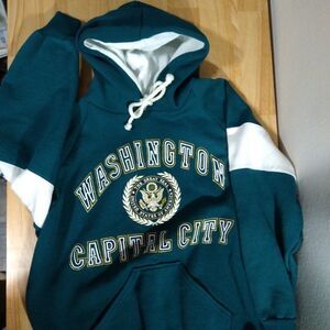 Vintage Washington DC Capital City Spell Out Color Block Hoodie Sweatshirt